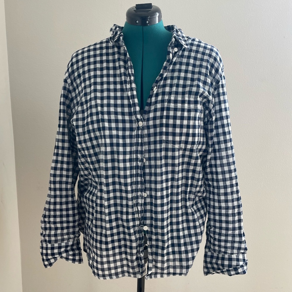 Jcrew Navy Checkered Button Down - Size 20